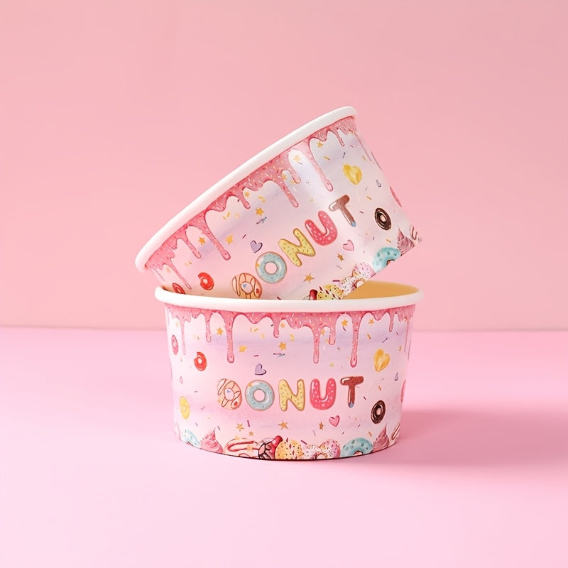 🍩 10 Bowls de Papel con Diseño Donas