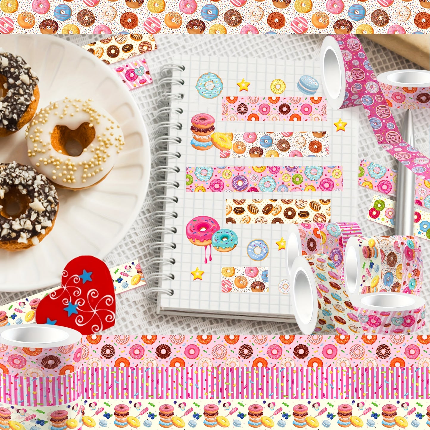 Washi Tape “Donut Delight” – Set de 12 Rollos 🍩