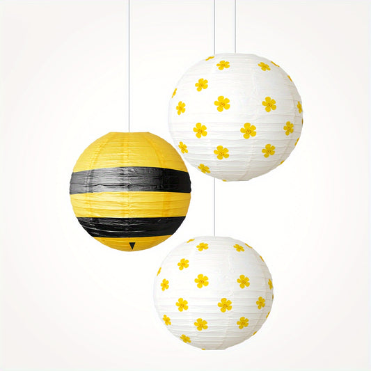 🐝 Set de 3 Linternas de Papel "Bee Party"