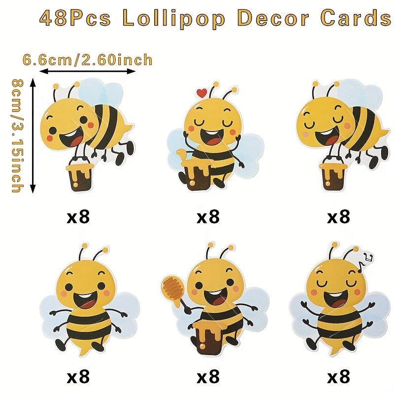 🐝 48 Tarjetas de Papel “Bee Pop” para dulces