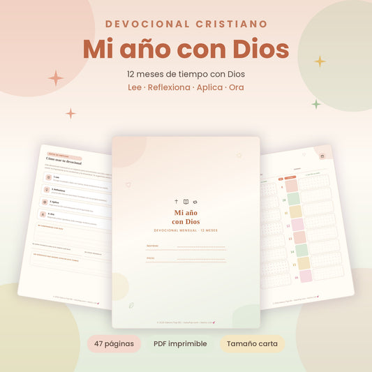 Mi Año con Dios | Devocional Mensual Cristiano de 12 Meses PDF Imprimible