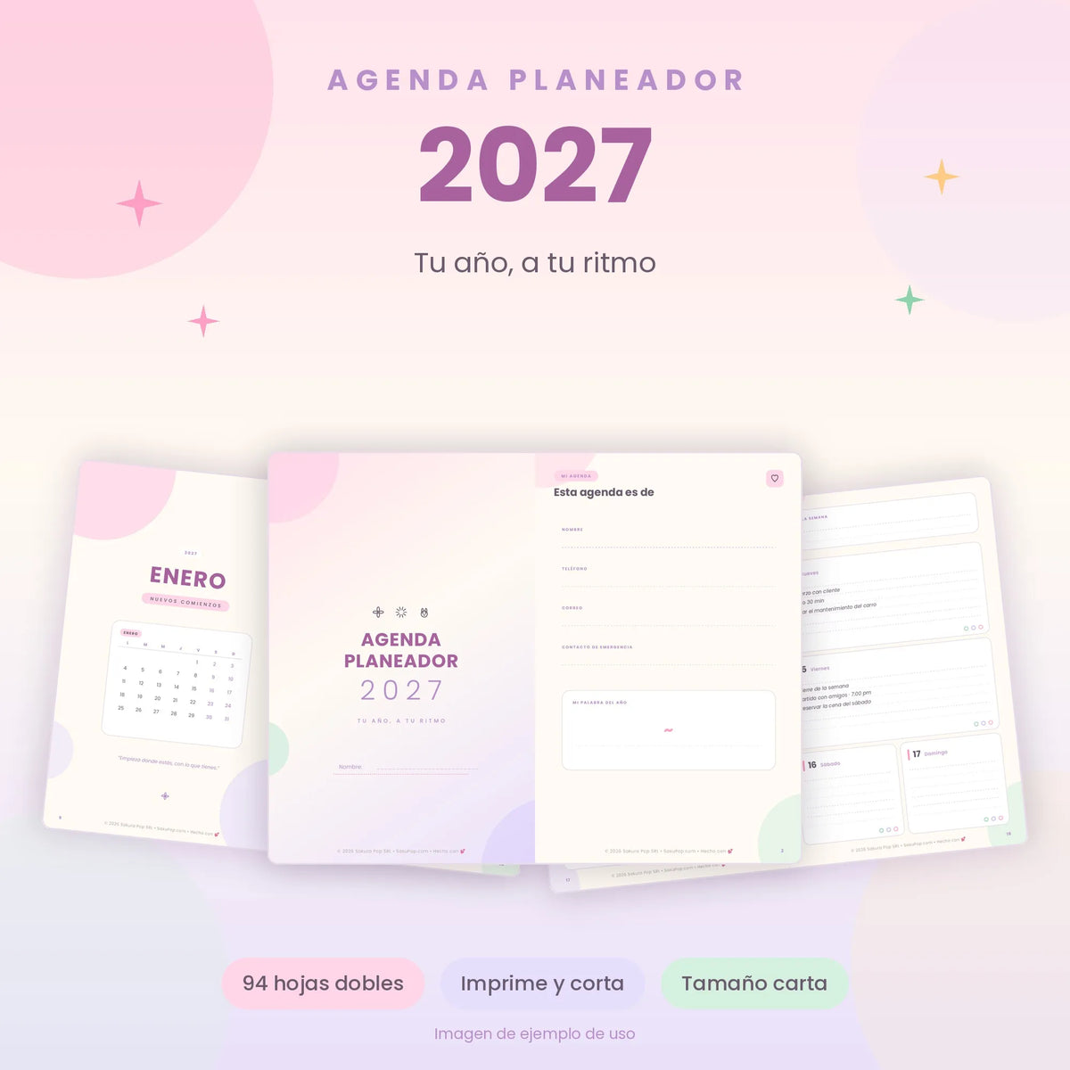 Agenda Planeador 2027 Imprimible | Planner Anual PDF con Metas y Hábitos