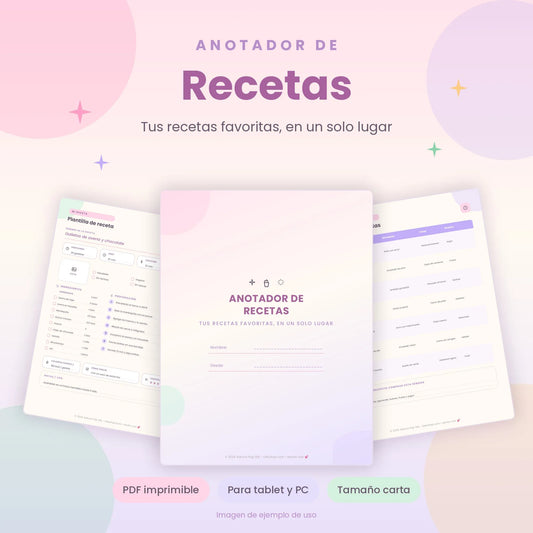 Anotador de Recetas Imprimible PDF | Recetario Digital y Planificador de Comidas