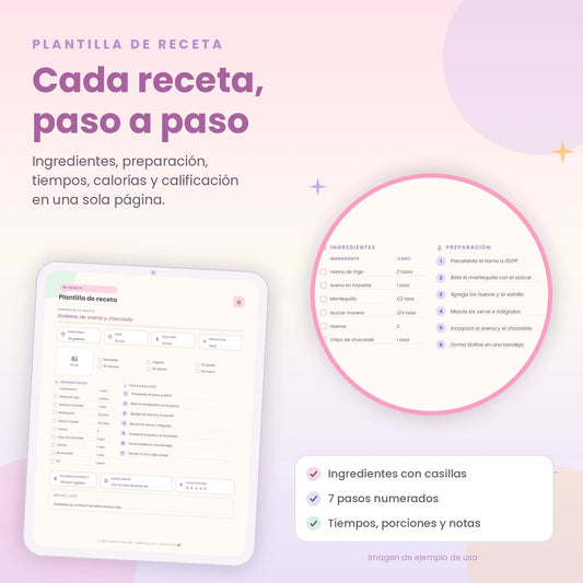 Anotador de Recetas Imprimible PDF | Recetario Digital y Planificador de Comidas