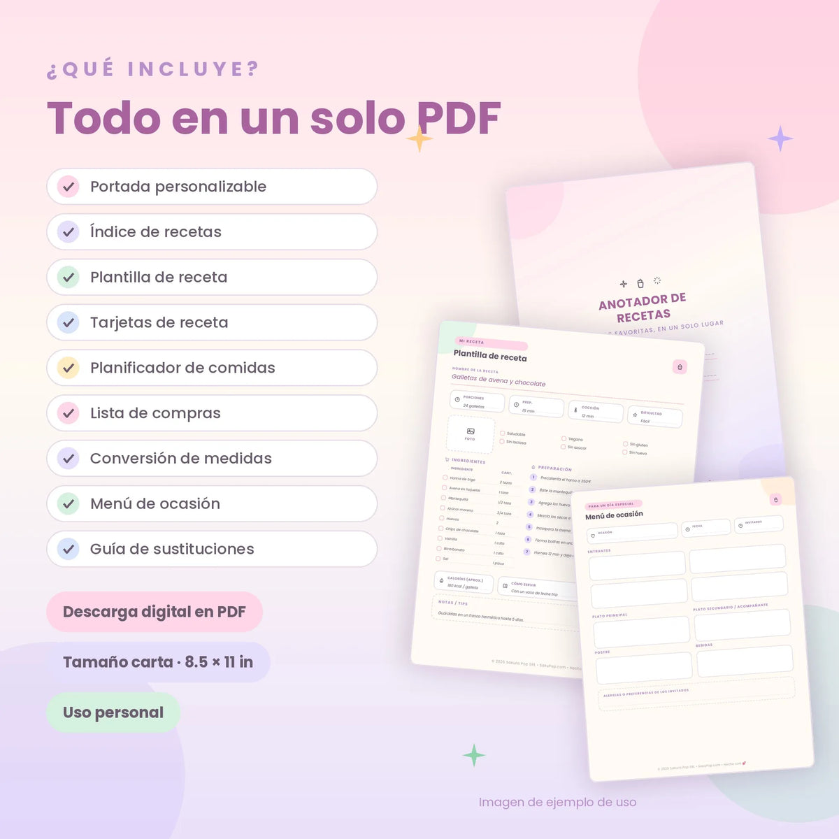 Anotador de Recetas Imprimible PDF | Recetario Digital y Planificador de Comidas