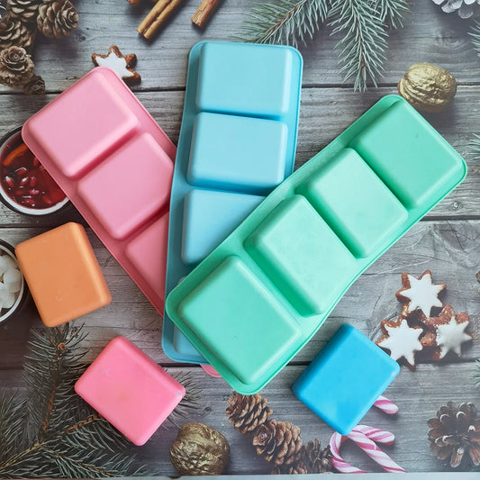 Molde de silicona 4 cavidades oval, redondo y cuadrado para jabones, velas y manualidades DIY disponible en SakuPop RD.