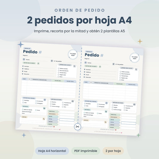 Plantilla de Pedidos A4 | Control de Órdenes para Negocios y Emprendedores PDF