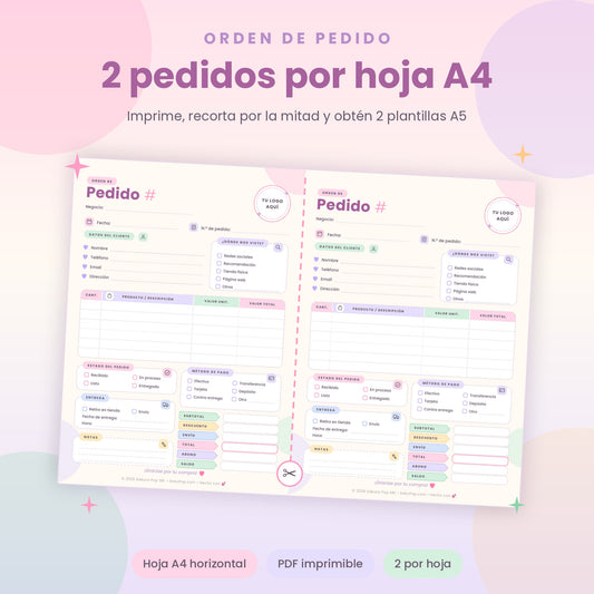 Plantilla de Pedidos A4 | Control de Órdenes para Negocios y Emprendedores PDF