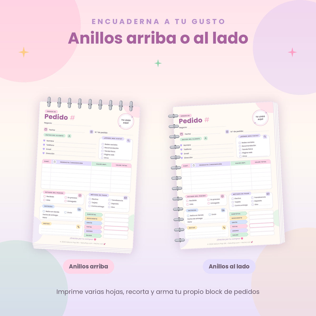 Plantilla de Pedidos A5 | Formulario de Órdenes para Negocios PDF