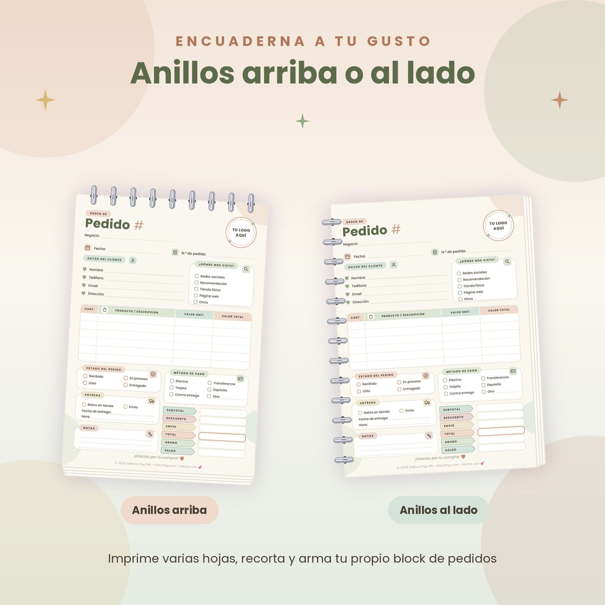 Plantilla de Pedidos A5 | Formulario de Órdenes para Negocios PDF