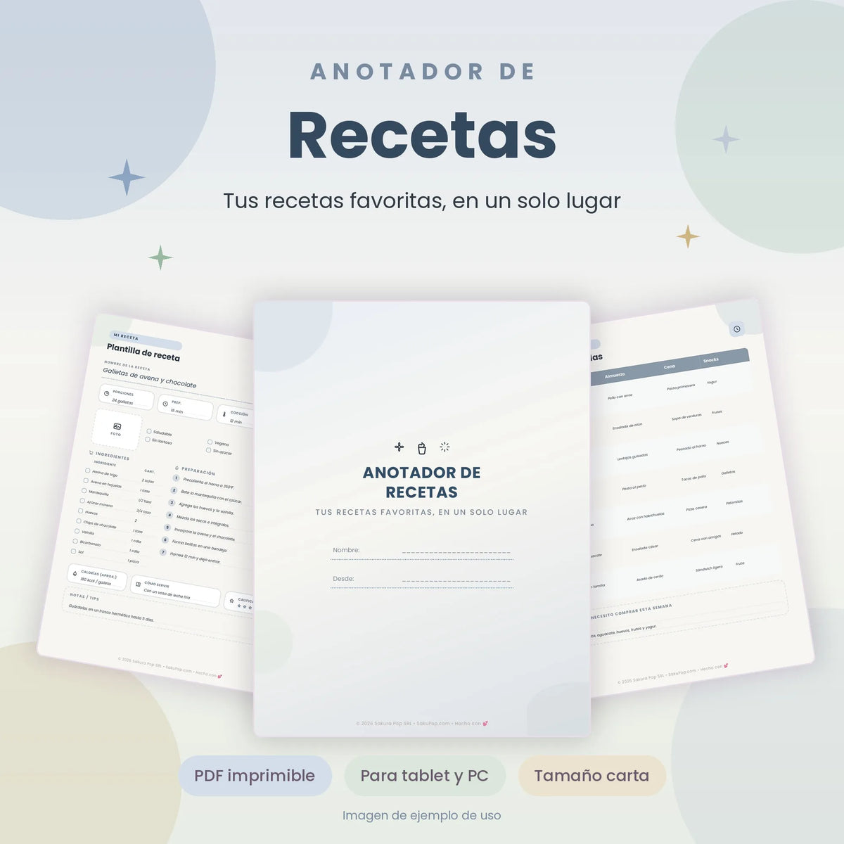 Anotador de Recetas Imprimible PDF | Recetario Digital y Planificador de Comidas