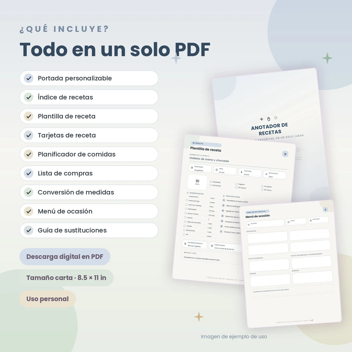 Anotador de Recetas Imprimible PDF | Recetario Digital y Planificador de Comidas