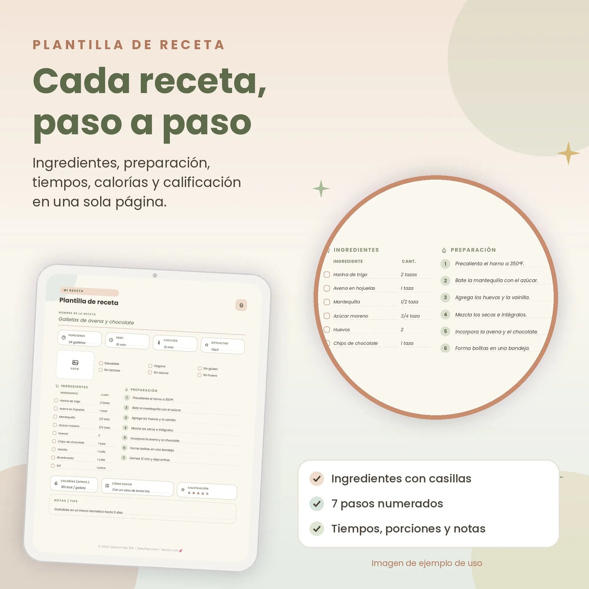 Anotador de Recetas Imprimible PDF | Recetario Digital y Planificador de Comidas