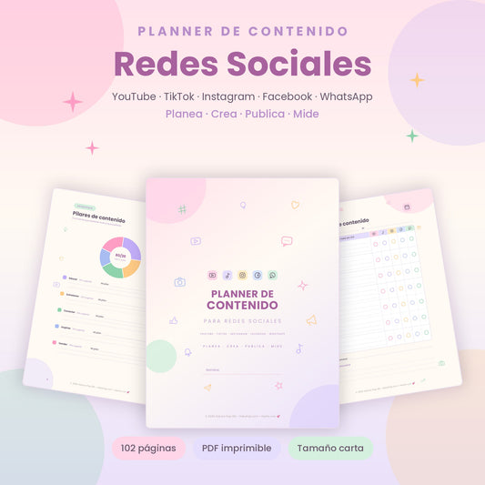 Planner de Contenido para Redes Sociales A4 | Organiza, Crea y Vende Más