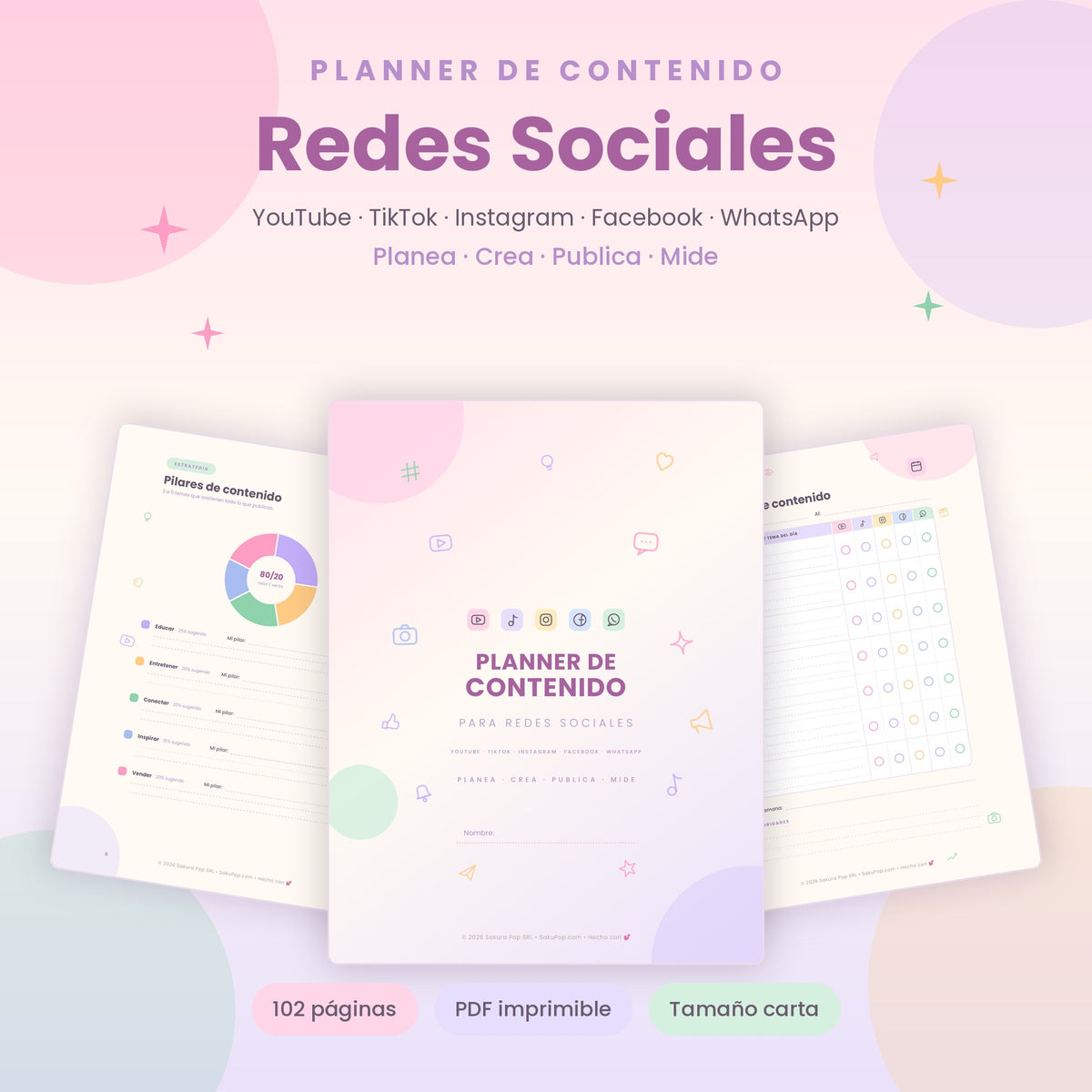 Planner de Contenido para Redes Sociales A5 | Organización de Contenido en Formato Compacto
