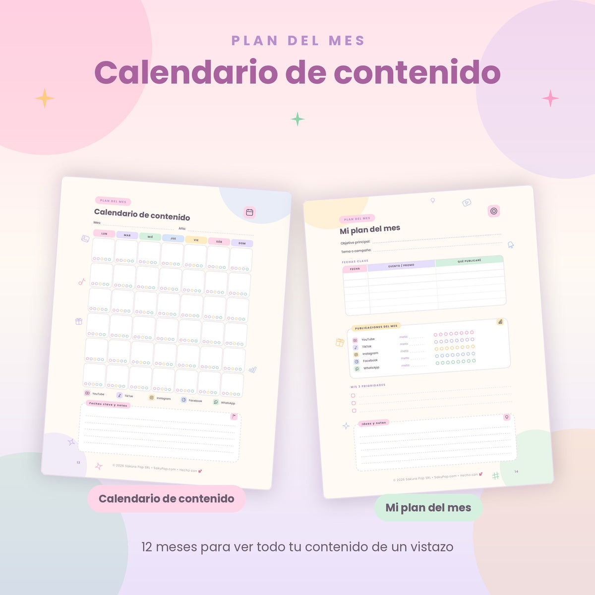 Planner de Contenido para Redes Sociales A4 | Organiza, Crea y Vende Más
