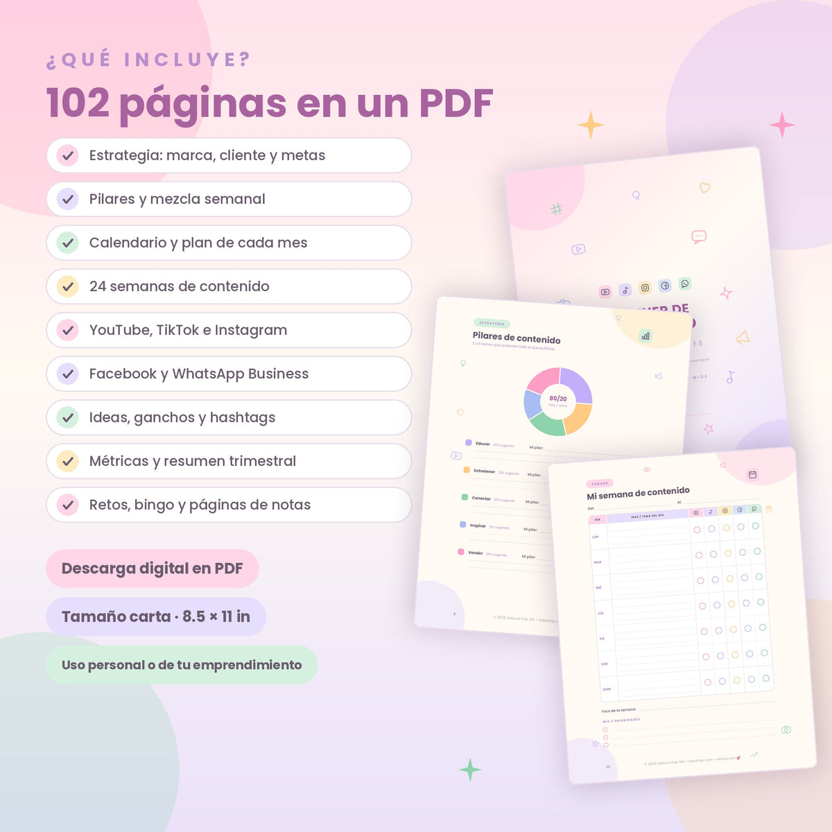 Planner de Contenido para Redes Sociales A4 | Organiza, Crea y Vende Más