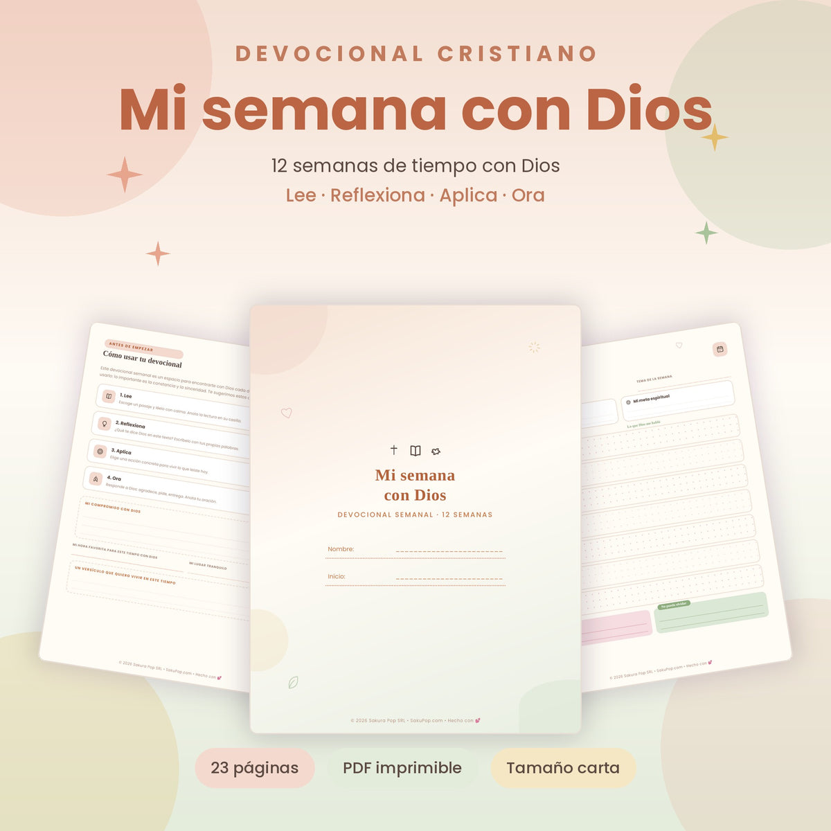 Mi Semana con Dios | Devocional Semanal Cristiano de 12 Semanas PDF Imprimible