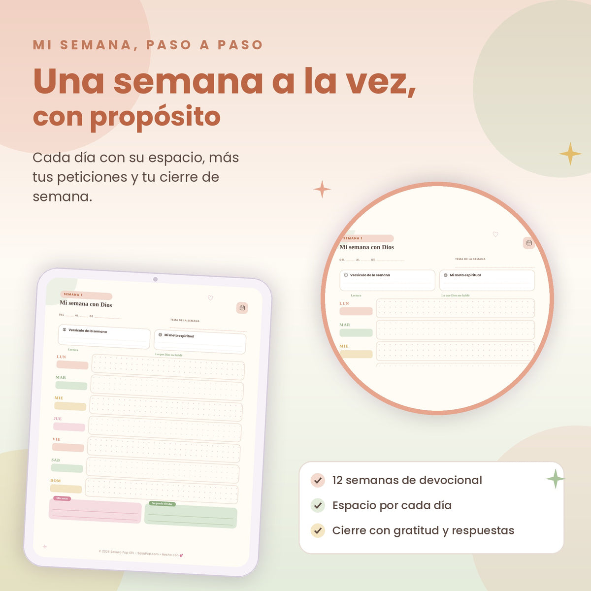 Mi Semana con Dios | Devocional Semanal Cristiano de 12 Semanas PDF Imprimible
