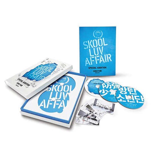 BTS Skool Luv Affair Special Addition álbum oficial disponible en SakuPop RD con CD, DVD y tarjetas adicionales.


