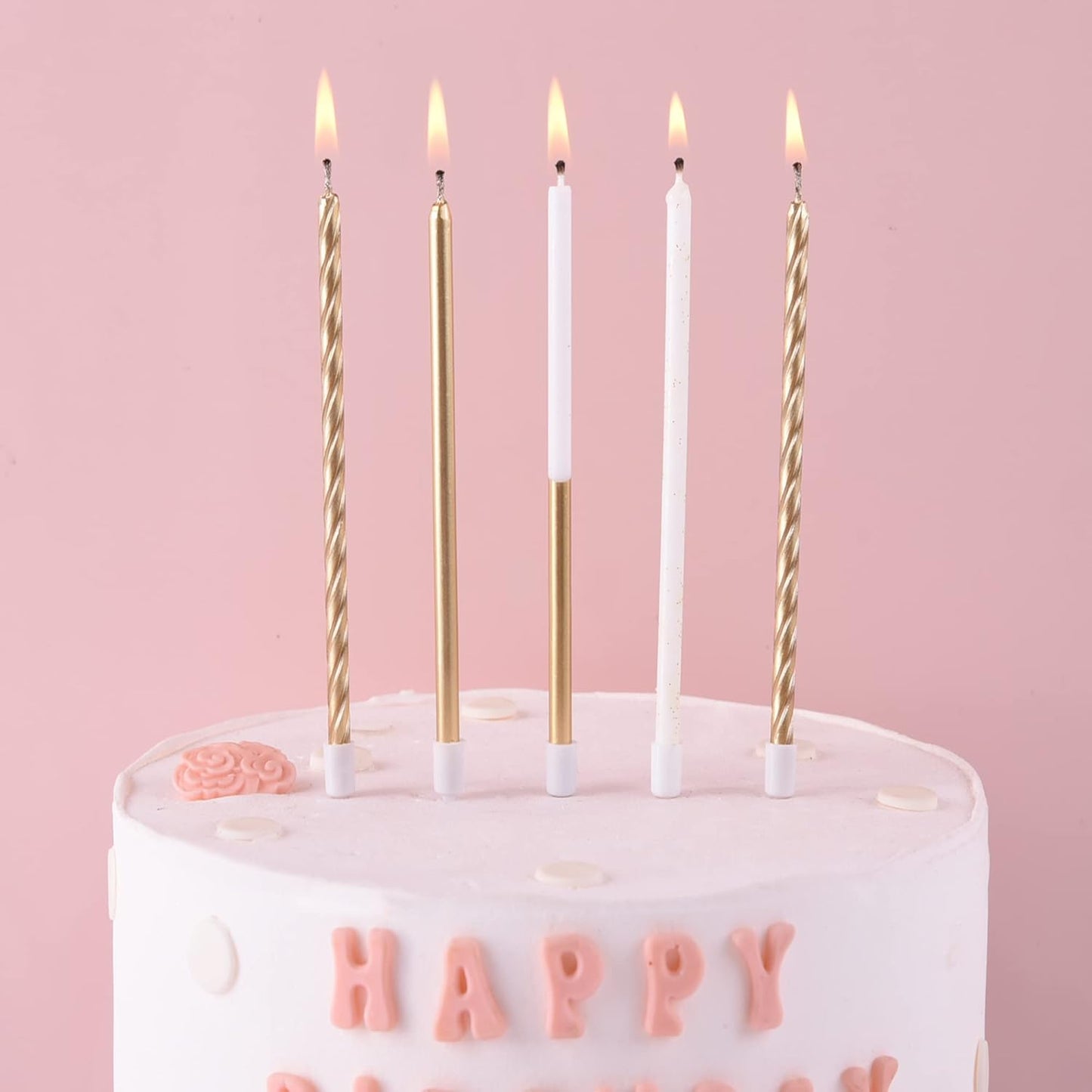 🎂 Velas Doradas Largas PHD CAKE (24 piezas)