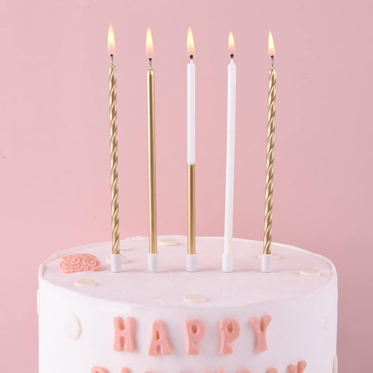 🎂 Velas Doradas Largas PHD CAKE (24 piezas)