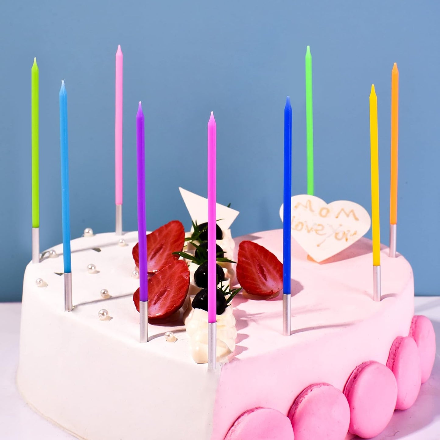🎂 Velas Largas de colores PHD CAKE (24 piezas) 🩵💚💛🩷💜❤️🧡🖤