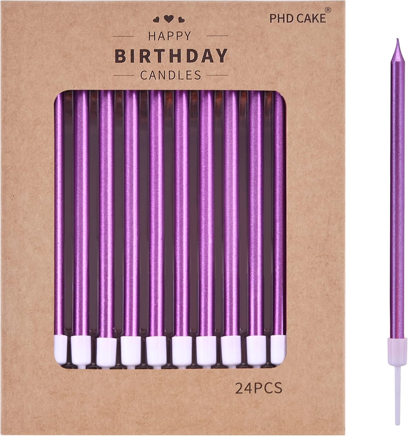 🎂 Velas Largas de colores PHD CAKE (24 piezas) 🩵💚💛🩷💜❤️🧡🖤