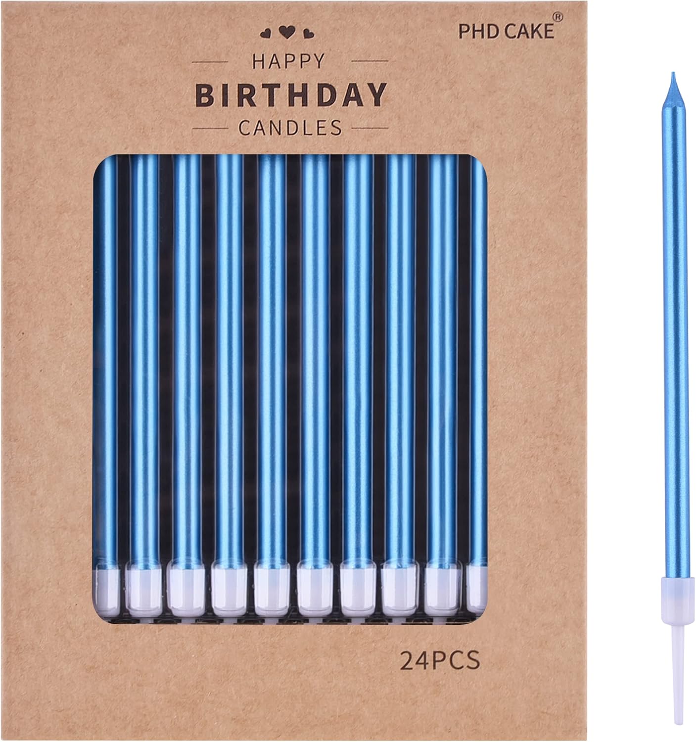 🎂 Velas Largas de colores PHD CAKE (24 piezas) 🩵💚💛🩷💜❤️🧡🖤