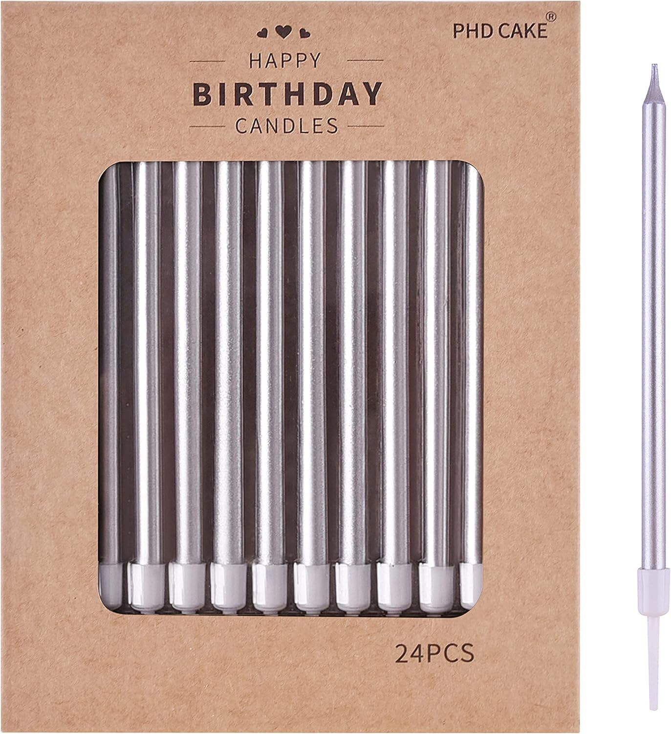 🎂 Velas Largas de colores PHD CAKE (24 piezas) 🩵💚💛🩷💜❤️🧡🖤