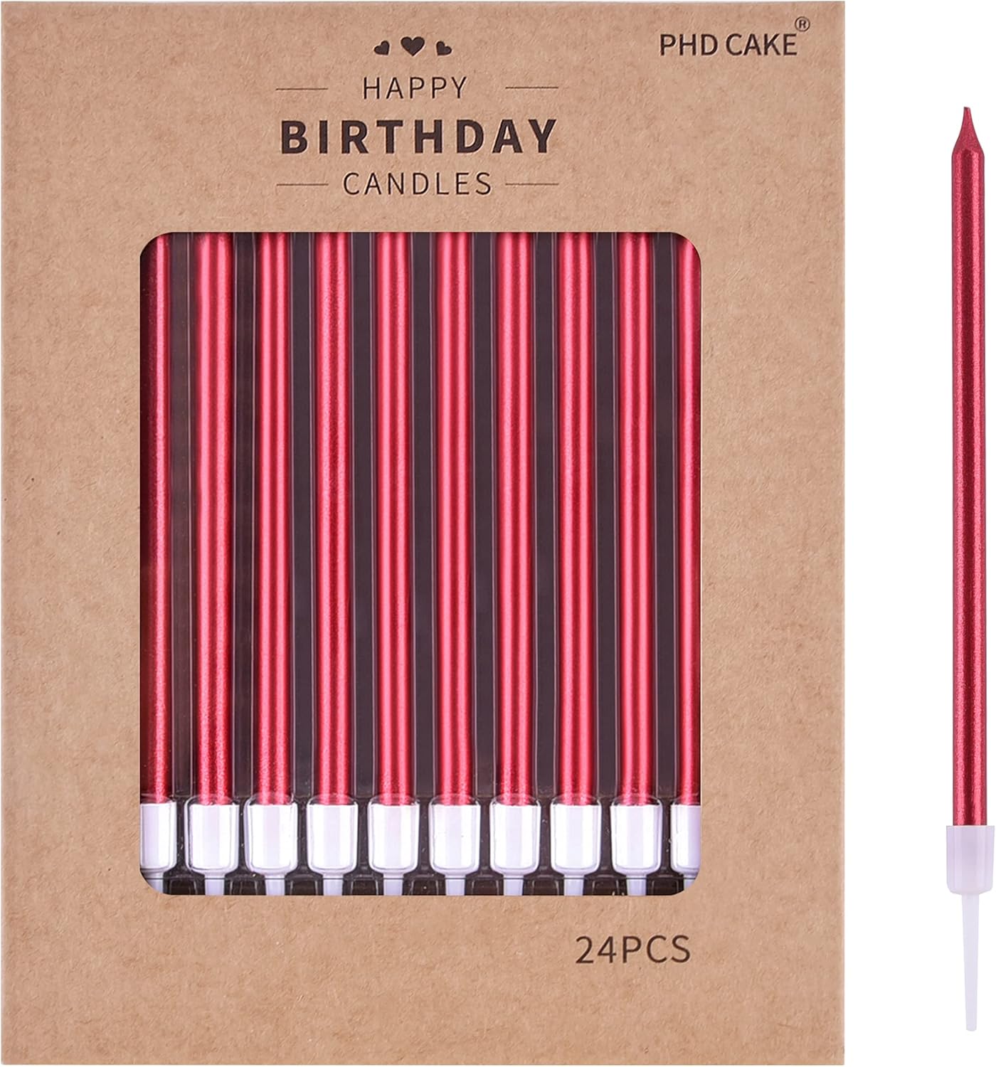 🎂 Velas Largas de colores PHD CAKE (24 piezas) 🩵💚💛🩷💜❤️🧡🖤
