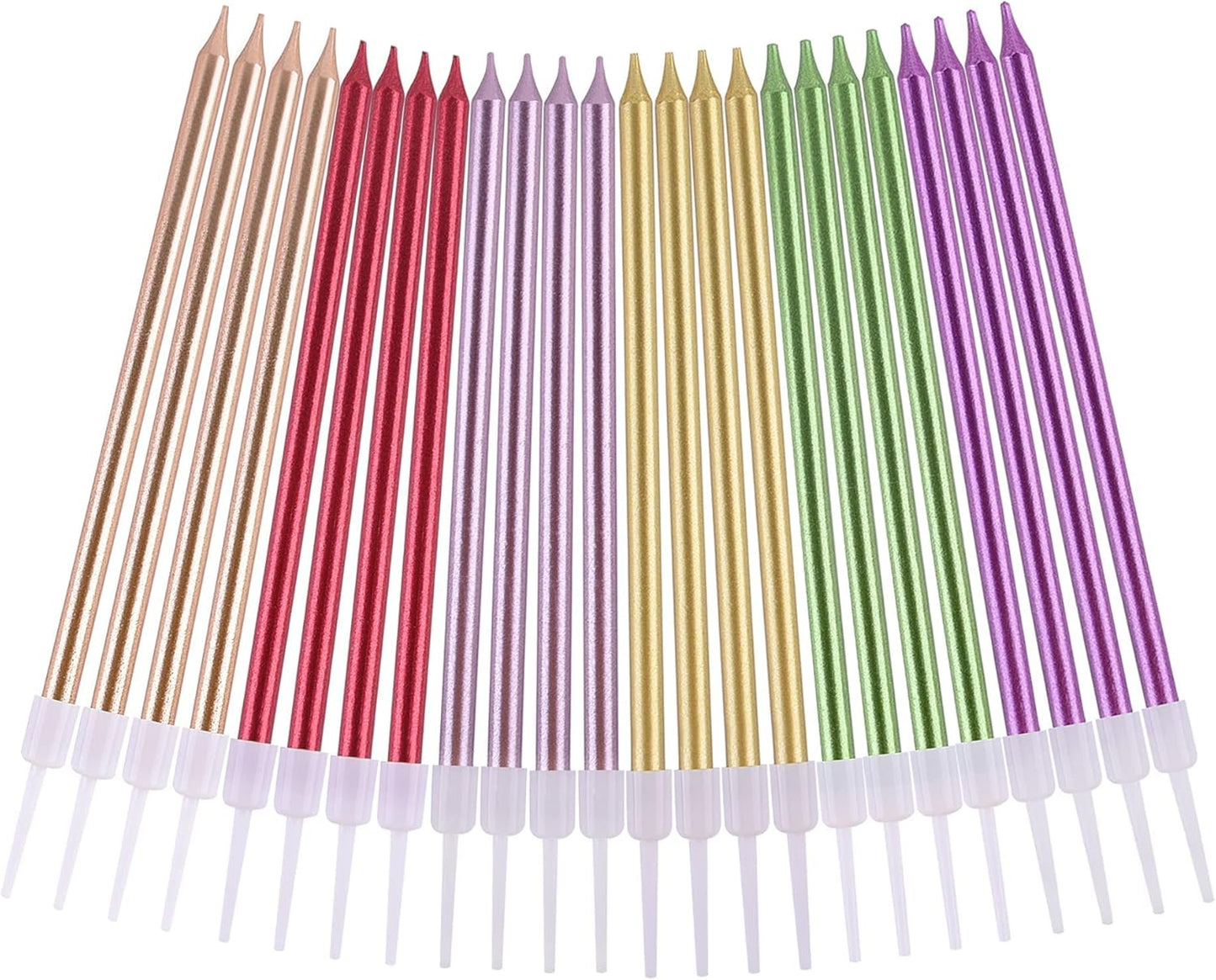 🎂 Velas Largas de colores PHD CAKE (24 piezas) 🩵💚💛🩷💜❤️🧡🖤